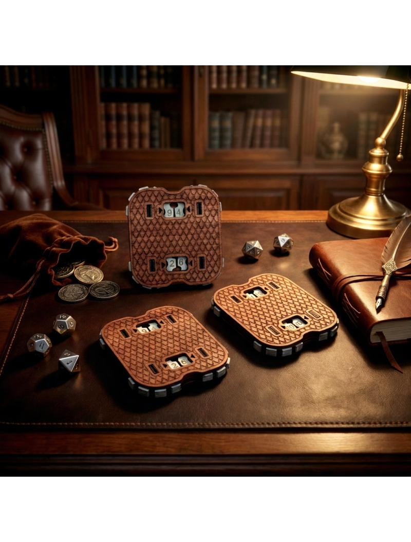 Strategist’s Scale | Dual RPG Counter 0–99 Wooden