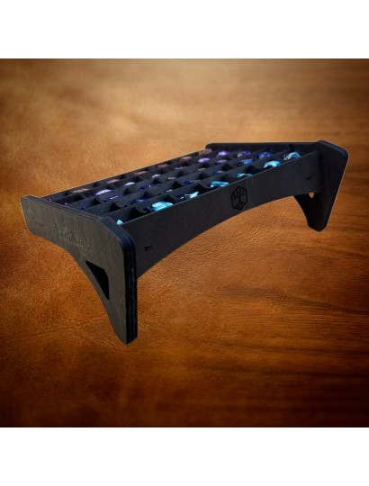 Panthéon des Polyèdres – Présentoir dés bois artisanal | Arcane Ludique Genève