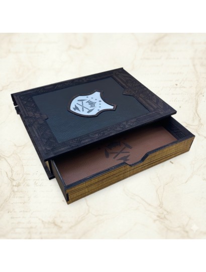 Grimoire of Durin – Dice Case Natural Leather & Poplar Wood | Arcane Ludique